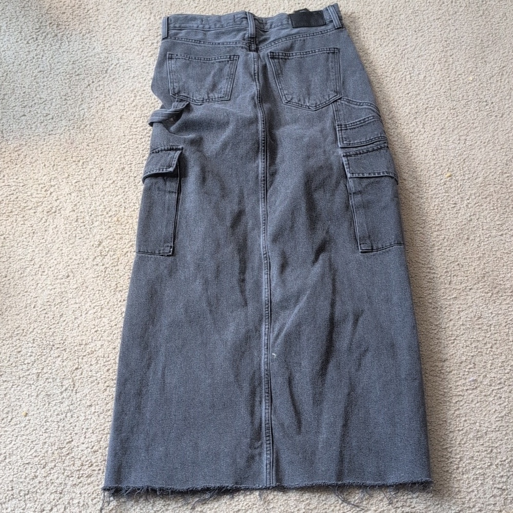 Denim Forum Gray The '90s Maxi Cargo Jean Skirt Size 25 - Picture 6 of 8